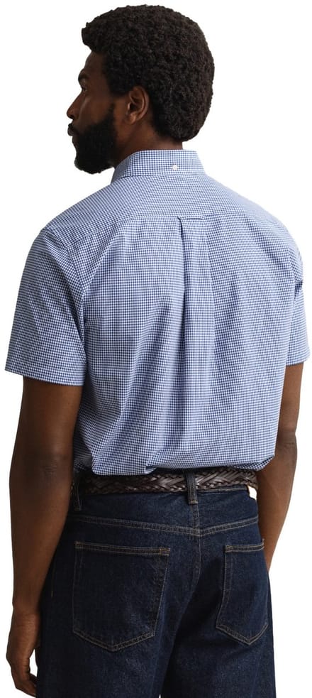 Gant overhemd blauw geruit met borstzak