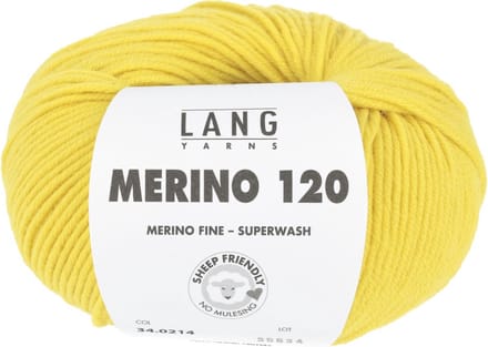 Lang Yarns Merino 120 - 214 geel - Merinowol Garen