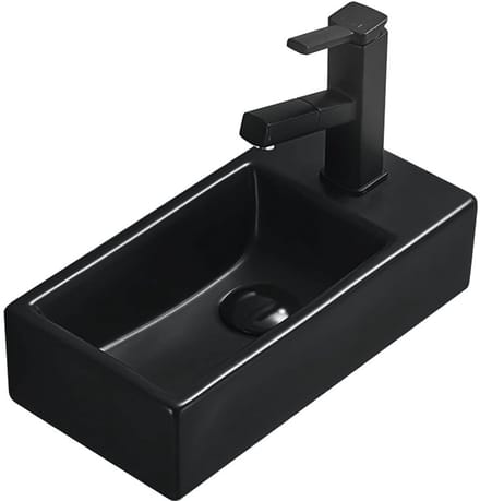 Mexen Inez opbouw waskom links 40 x 20 cm, zwart mat - 21484085L