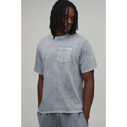 Tall Essential Gewassen Regular Fit T-shirt Met Borstzak | Light Grey | Size Large