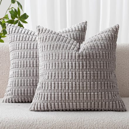 BOTC Kussenhoes 45x45cm - Set van 2 - 100% polyester - effen kleur - Grijs
