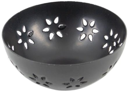 Waxinehouder bloemen zwart