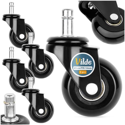 Bureaustoel Wieltjes Rubber 5 cm / 10 mm 5 stuks - Bureaustoelwielen