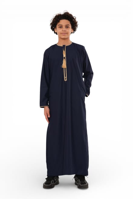 Kinderen jongens Ramadan marineblauw Marokkaanse Thobe gewaad Emirati Eid Jubba-TT-003