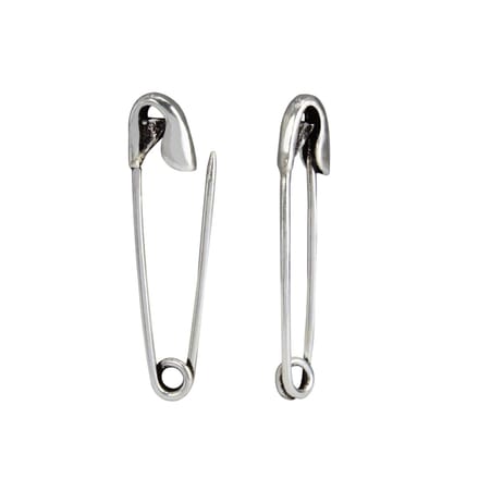 Joy|S - Zilveren veiligheidsspeld oorbellen - 5 x 25 mm - geoxideerd - t97
