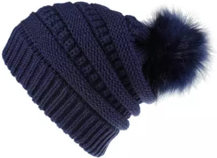 ASTRADAVI Pom Beanie Hat - Muts - Dames Pompon Muts - Warme Winter Mutsen - Skimutsen - Marineblauw
