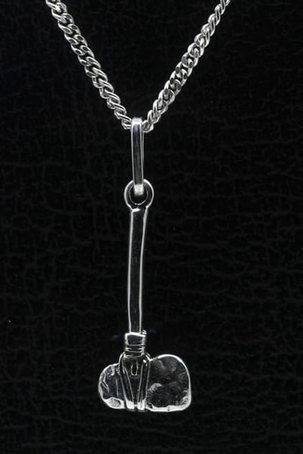 Zilveren Stenen bijl ketting hanger