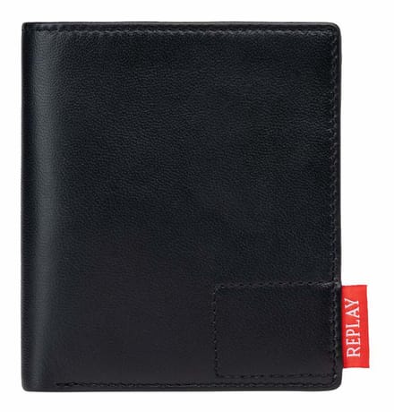 REPLAY Leren kaarthoes Credit Card Etui Black zwart