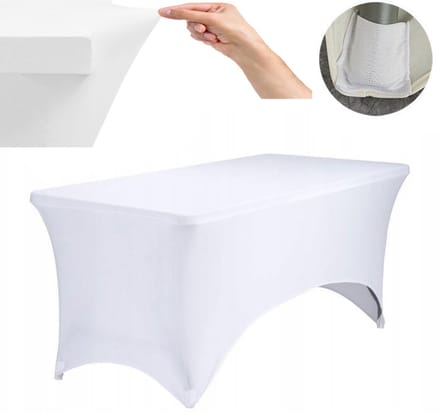 Bankietowo - Elastische Tafelhoes - Biały - 200x90cm - Polyester 180g