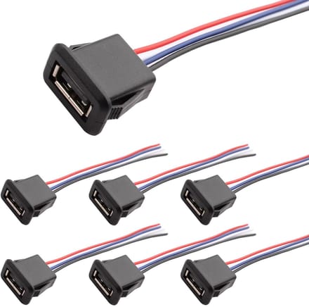 Dailygoody - 6PCS Micro USB A Connector Set - Flush-Mounted 4-Pin Soldering