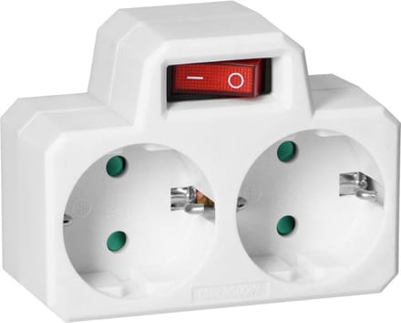 Duo stopcontact - Met schakelaar - 230V - Vierkant