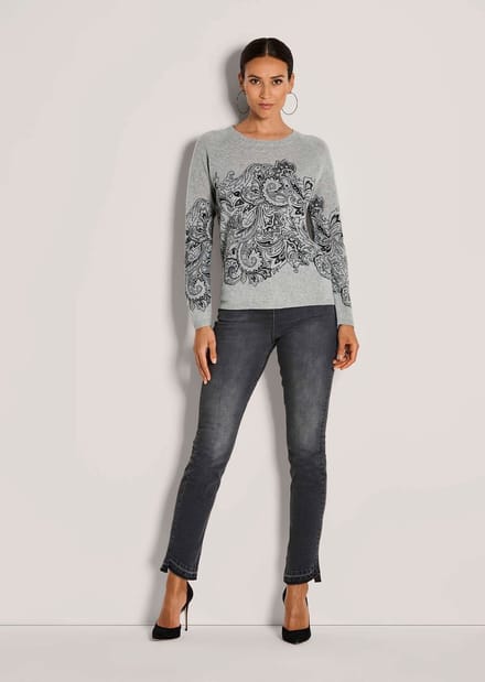 MADELEINE Gedessineerde Pullover Trui. Puur kasjmier