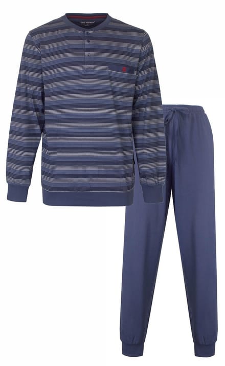 Paul Hopkins Heren Pyjama - Gestreept Dessin - Polo Sluiting - Blauw - Maat S