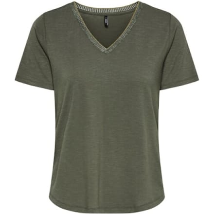 Only onldemi s/s v-neck glitter top jrs 15374855 smokey olive