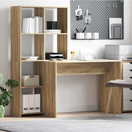 vidaXL - Bureau - Sonoma - Eik - 138,5 - x - 55 - x - 143 - cm - Bewerkt - hout