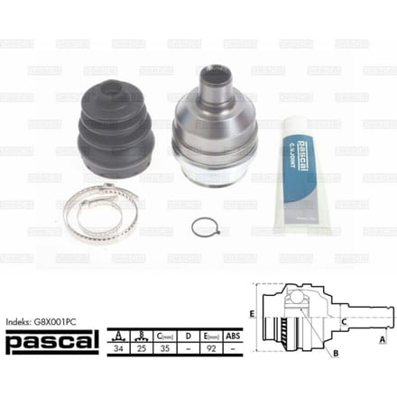 Homokineet reparatie set, aandrijfas PASCAL G8X001PC rechts