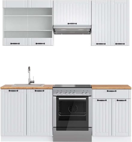 Vicco Fame-Line Complete keukeneenheid – 200 cm, WB Eik Wit landhuis/wit