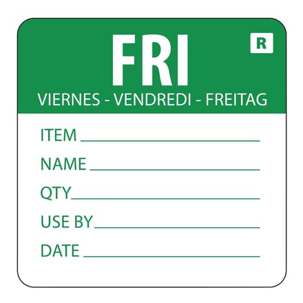 Hygiplas verwijderbare dag van de week labels vrijdag (500 stuks)