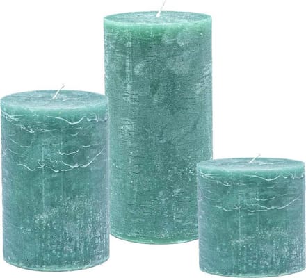 Cactula set van 3 stompkaarsen 7 x 10, 10 x 10 , 10 x 15 cm in de kleur Teal