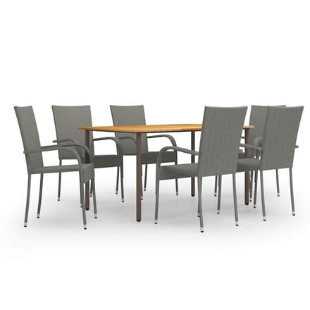vidaXL - 7-delige - Tuinset - poly - rattan - grijs