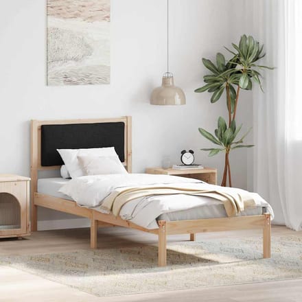 vidaXL - Bedframe - met - hoofdeinde - Zwart - 80 - x - 200 - cm - Massief - grenenhout