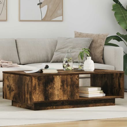 vidaXL - Salontafel - Gerookt - eiken - 95 - x - 55 - x - 31 - cm - Bewerkt - hout