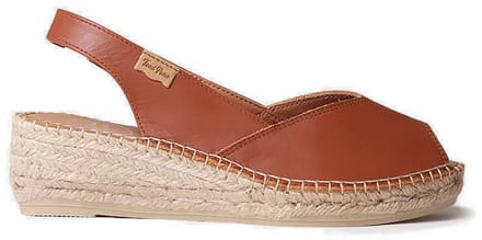 Dames leren espadrille met open neus en sleehak | BERNIA-P