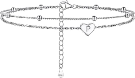 Enkelbandje 925 zilver hart en initiaal dames voetketting