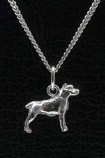 Zilveren Cane corso oren gecoupeerd ketting hanger - klein