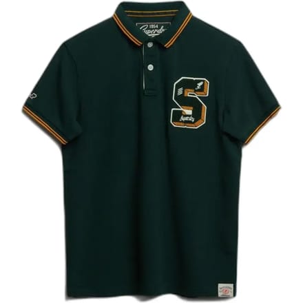 Superdry Vintage Athletic Patch Korte Mouw Poloshirt Groen M Man