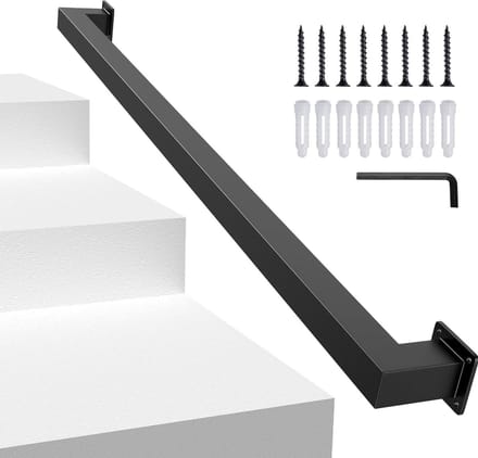 Trapleuning Set - Veiligheidsgreep - Veilig Lopen - Duurzaam Smeedijzer - 420 cm - Mat Zwart