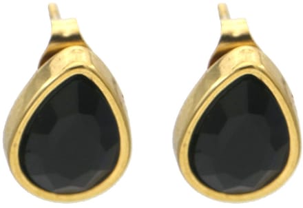Oorbellen - RVS - studs kristal - 1,5 cm - zwart