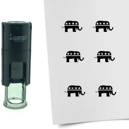 CombiCraft Stempel Olifant van de Republikeinen 10mm rond - zwarte inkt