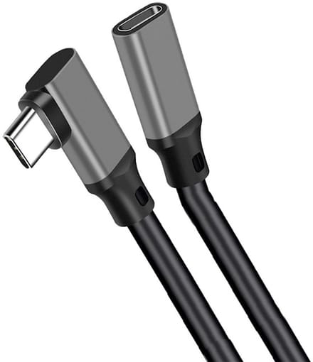Type-C verlengkabel met elleboogontwerp - PQ116 grijs (10 Gbps + 4K + 100 W)