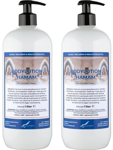 Bodylotion Hamam 1 Liter - met gratis pomp - set van 2 stuks