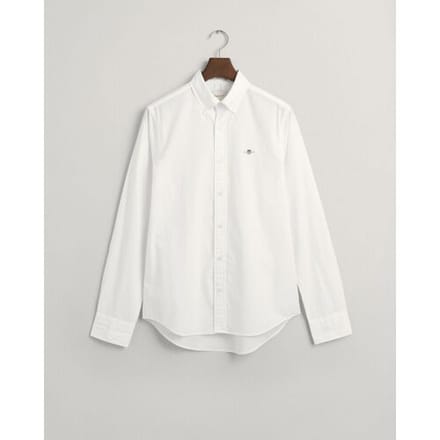 Overhemd Poplin Uni Slim Button Down Subtle GANT Shield Embroidery Wit / male