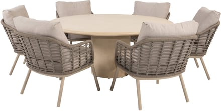 Hampton Puglia low dining tuinset 160xH69 cm 7 delig mortex latte Taste 4SO