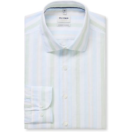 OLYMP Level Five garment washed Overhemd, Body Fit, Kent, Lichtblauw