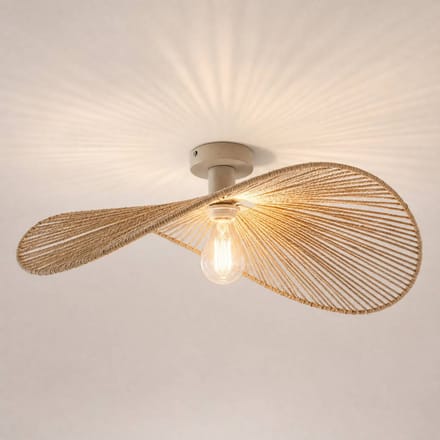 Lindby - plafondlamp - 1licht - Papier, ijzer - H: 22 cm - E27 - beige