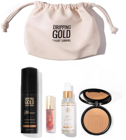 Dripping Gold | The Glow Edit Gift Set - Zelfbruiner - Bronzer - Lipolie - Wonder Water - Tas - Vegan