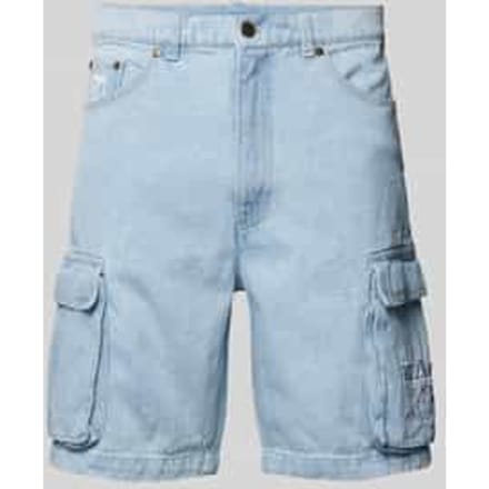 Korte regular fit cargobroek met labelstitching