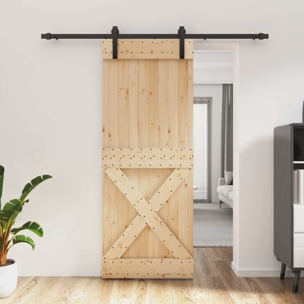 vidaXL - Schuifdeur - 80 - x - 210 - cm - Massief - Pine - Hout - (Onbehandeld)