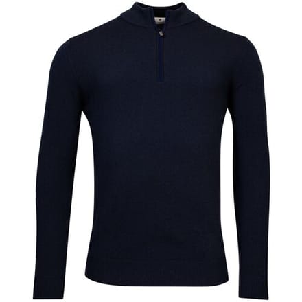 Thomas Maine Trui Half Zip Single Knit Merino Blend Navy / male