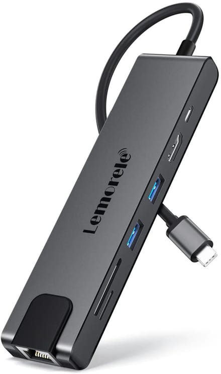 Lemorele TC25L 7-in-1 USB C Hub - 4K HDMI - 100W PD - Gigabit Ethernet - 2x USB 3.0 - SD/TF - Compatibel met MacBook/Windows