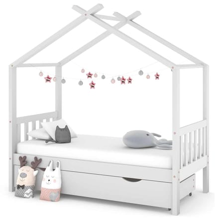 vidaXL - Kinderbedframe - met - lade - massief - grenenhout - wit - 80x160 - cm