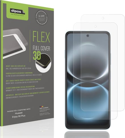 dipos FLEX – 2x Matte Screenprotector geschikt voor Huawei Enjoy 90 Plus | Volledige Schermbescherming | Case-Friendly