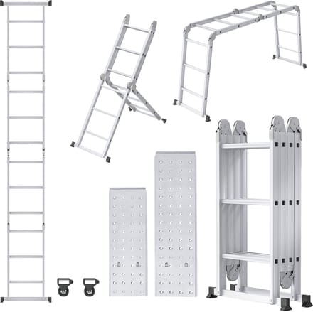 Multifunctionele Aluminium Vouwladder met Platform tot 3,4m - Draagbaar en Robuuste Werkladder