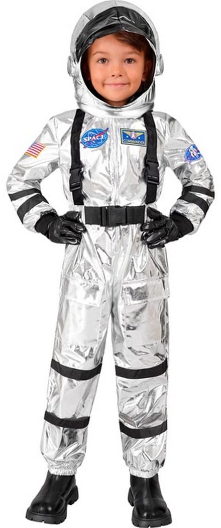 Astronauten kostuum zilver Roos kinderen