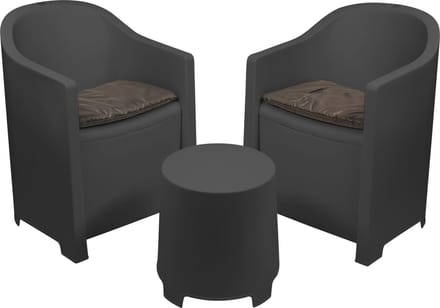 Niceey Tuinset - Luna - 3 Delig - Antraciet / Zwart