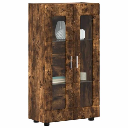 vidaXL - Dressoir - FLORIN - 55,5 - x - 29 - x - 100 - cm - Gerookt - eiken - Bewerkt - hout